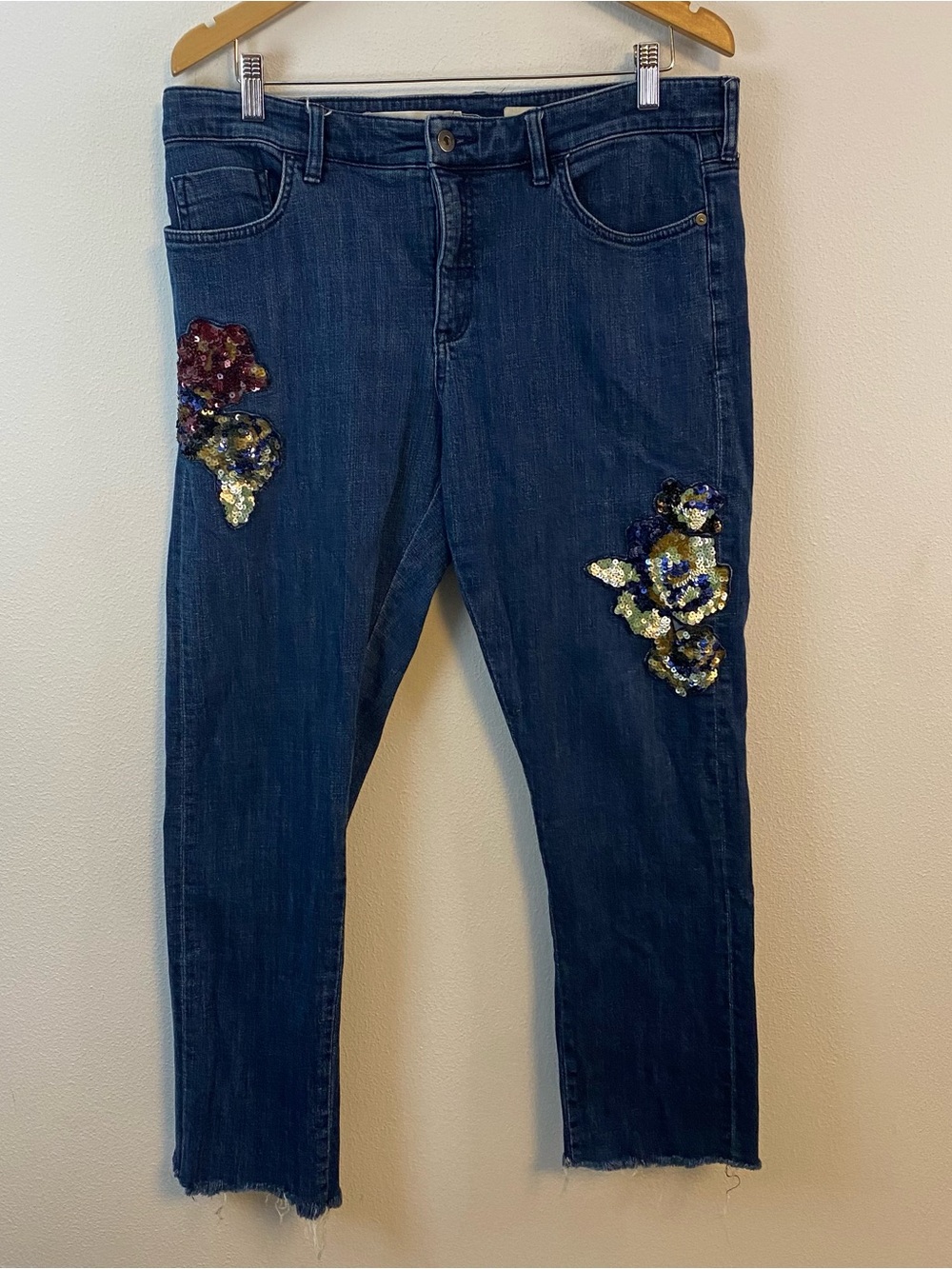Pilcro and the Letterpress Slim Boyfriend Sequin Jeans Womens Size 31
